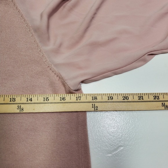 Loft Sweater women Size Medium Soft Blush Pink Long Sleeves Ribbed cuffs Office - Picture 6 of 9